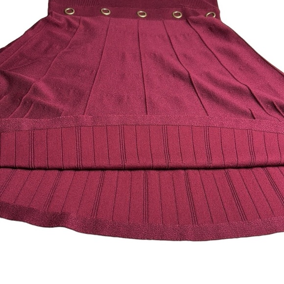 BCX,Dress ,NWT knit,rib,pleats,grommets,Burgundy,fit&Flare vtg,Y2K Large - Picture 6 of 12